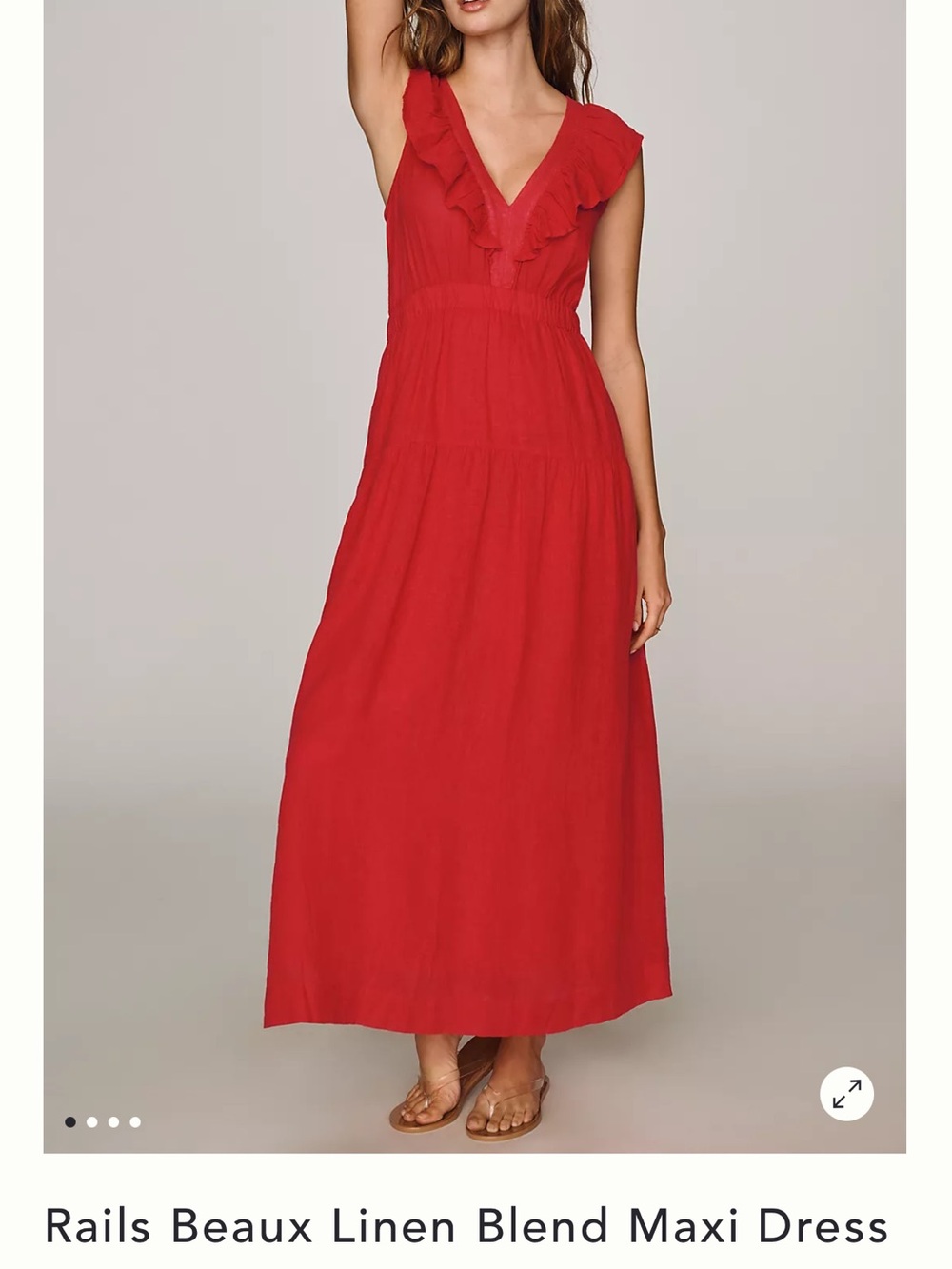 Rails Beaux Linen-Blend Maxi Dress — Red
